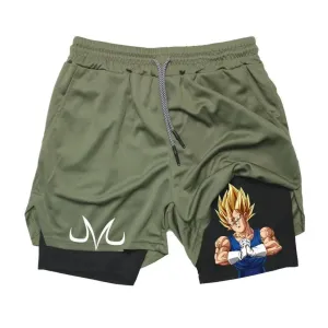 Majin Demon Army Green and Black Mesh Gym Shorts
