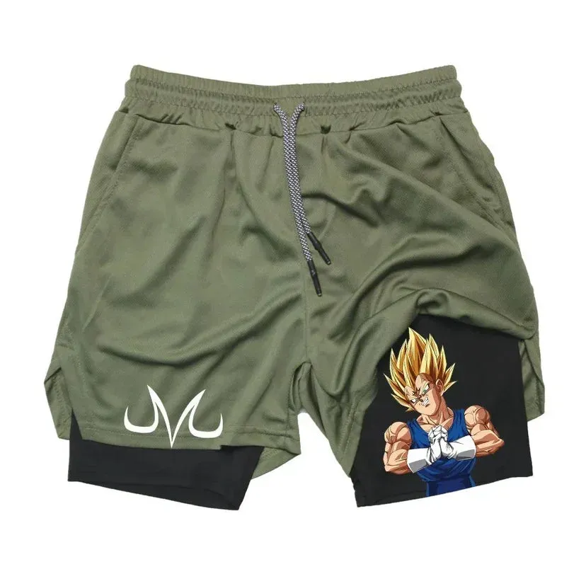 Majin Demon Army Green and Black Mesh Gym Shorts