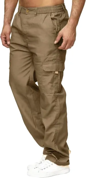 Male Versatile All Season Cargo Pants Multi Pocket Zip Button Hem Solid Color Plus Size Trousers for Men High