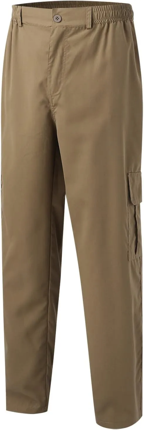 Male Versatile All Season Cargo Pants Multi Pocket Zip Button Hem Solid Color Plus Size Trousers for Men High