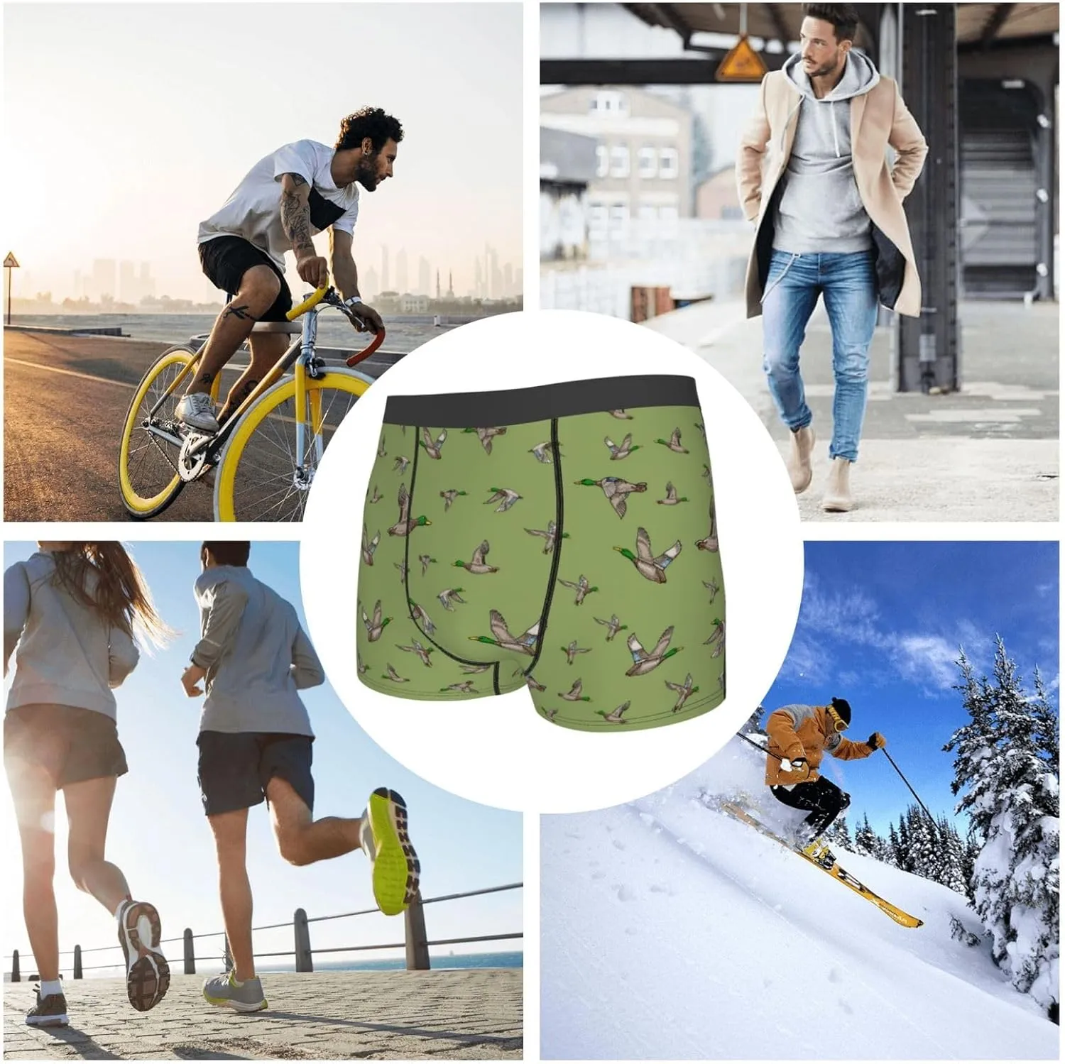 Mallard Duck Print Boxer Briefs For Men Breathable Underwear-