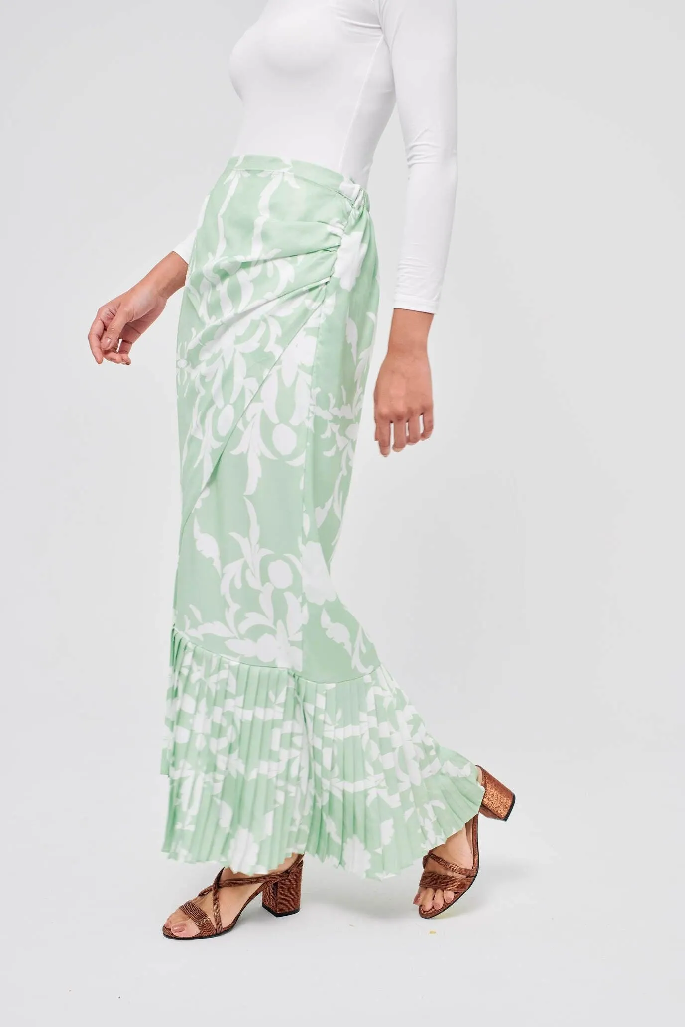 Maria Mint Pleated Skirt