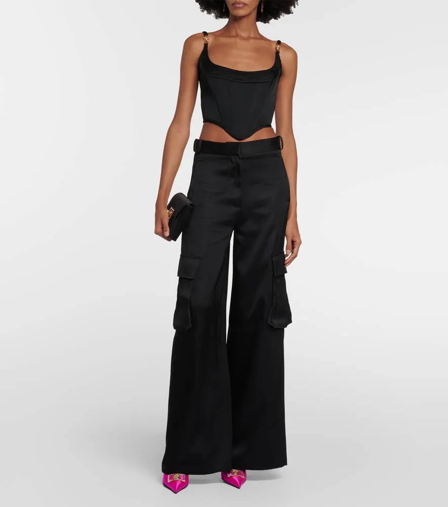 Medusa '95 VERSACE Satin Decorated Bustier, Black