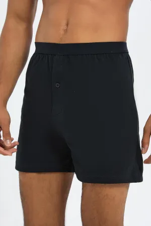 Men Black Loose Fit Boxers Set (Pack of 2)