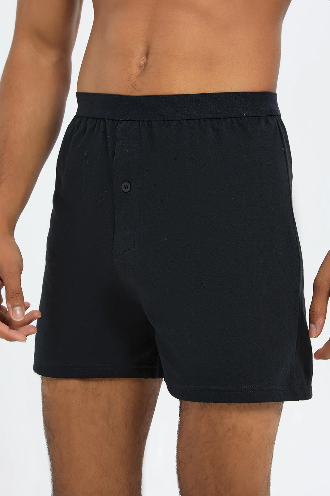 Men Black Loose Fit Boxers Set (Pack of 2)