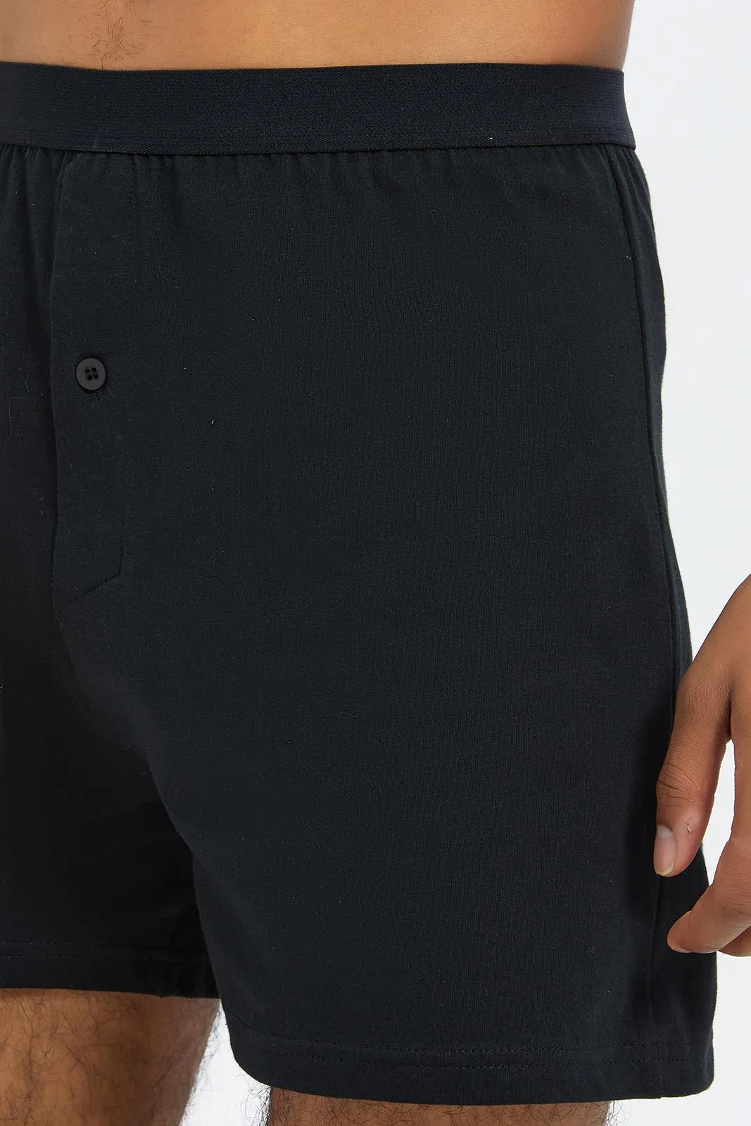 Men Black Loose Fit Boxers Set (Pack of 2)
