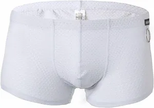 Men Breathable Underwear Sheer Mesh Sexy See Through Bulge Pouch Boxer Briefs Trendy Low Waist Stretch Comfort Soft Underwear