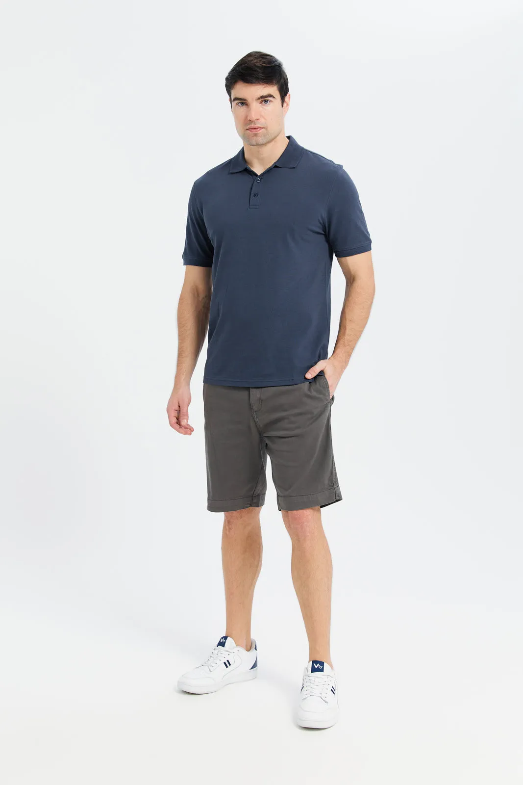 Men Charcoal Chino Shorts