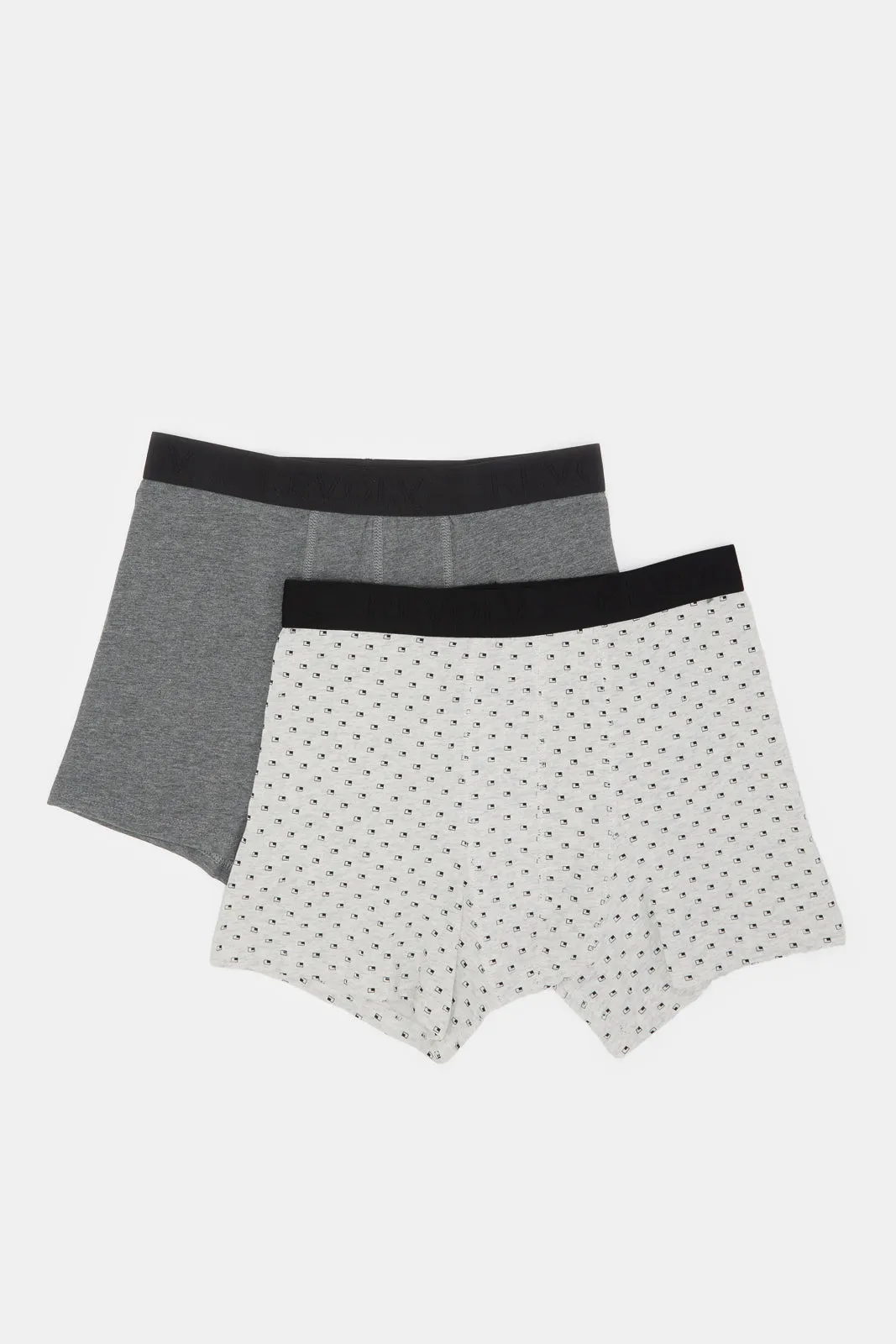 Men Ecru And Charcoal Boxers Brief Set (Pack of 2)