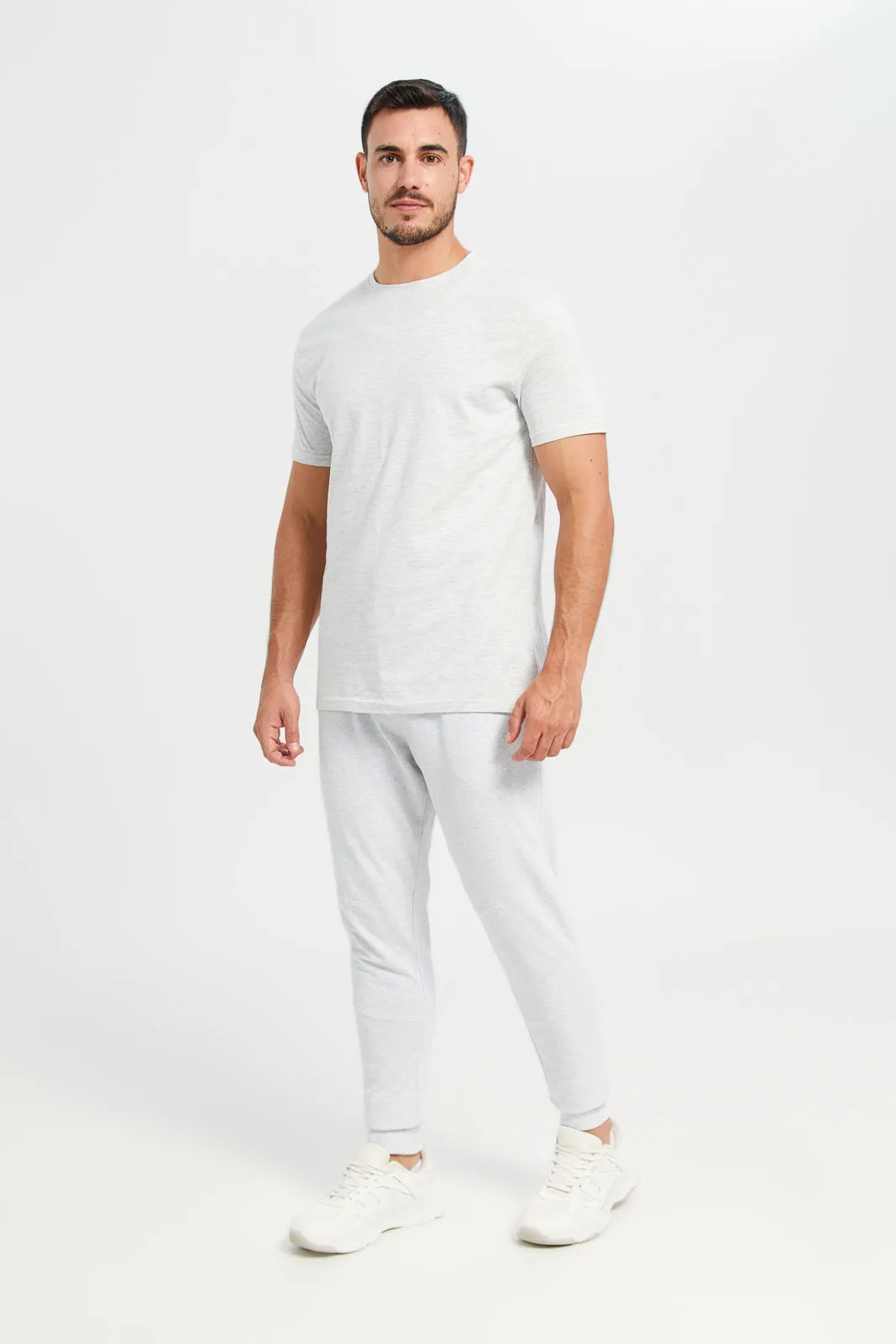 Men Ecru Crew Neck T-Shirt