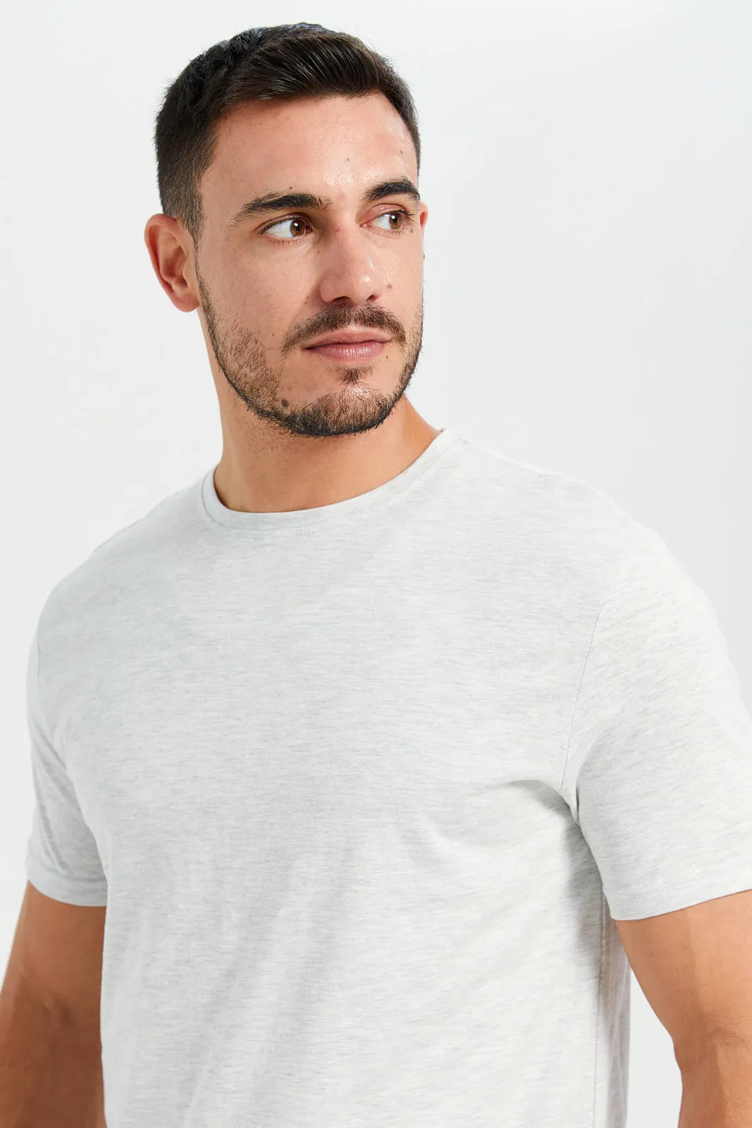 Men Ecru Crew Neck T-Shirt