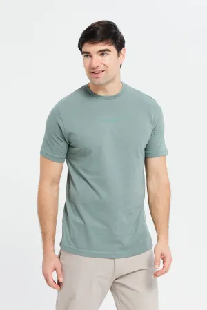 Men Green Jacquard T-Shirt