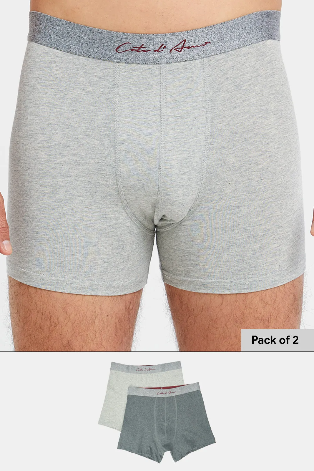 Men Grey And Charcoal Hipster Briefs (Pack of 2)