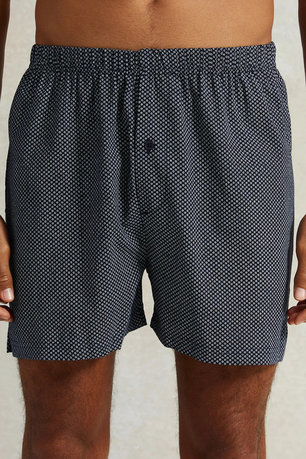 Men Grey Printed Woven Boxer Set (Pack of 2)
