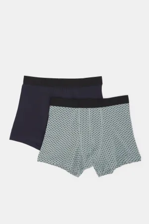 Men Mint And Navy Boxers Brief Set (Pack of 2)