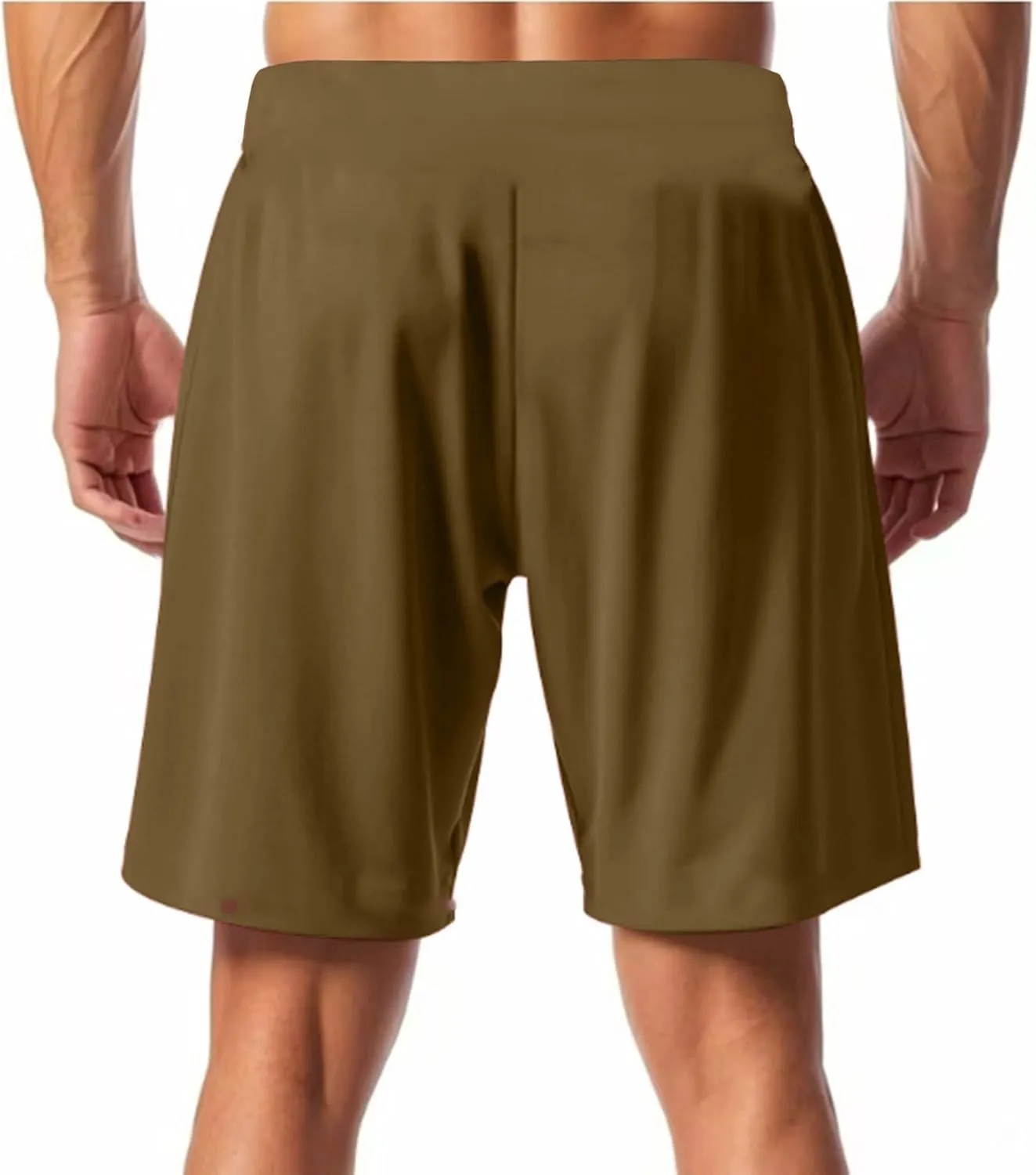 Men Shorts Casual Linen Elastic Waist Summer Casual Shorts Lightweight Drawstring Straight Leg Beach Vacation Pants
