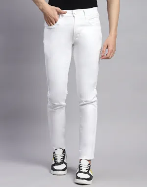 Men White Light Wash Skinny Fit Denim
