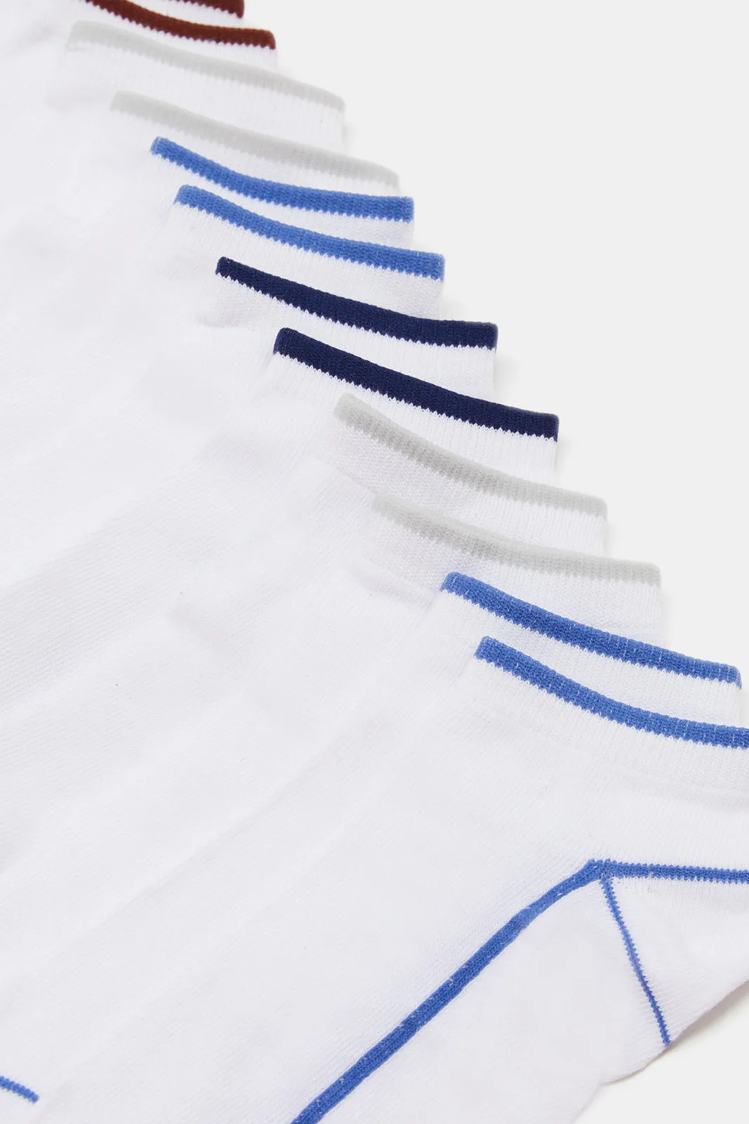 Men White White Ankle Socks (10 Pairs)