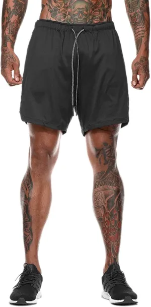 Men Workout Gym Running Shorts Training with Inner Compression Quick Dry