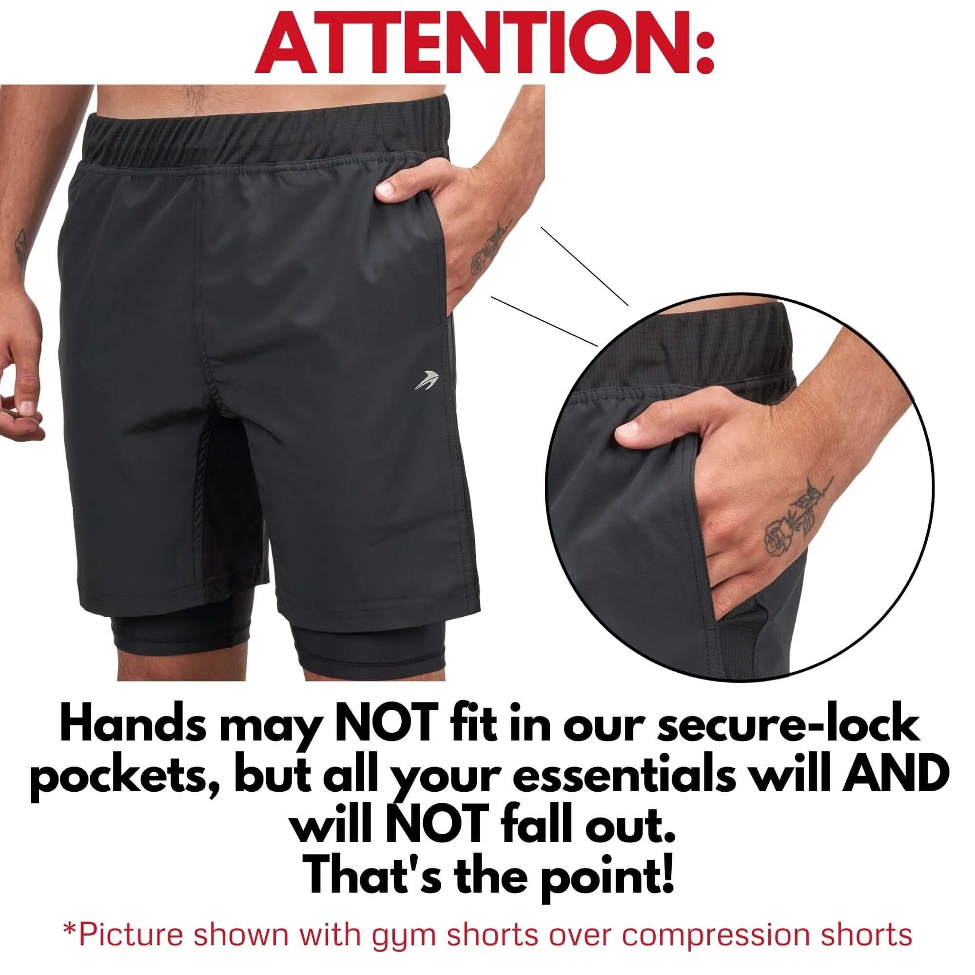Men's 7" Linerless Gym Athletic Shorts - Black