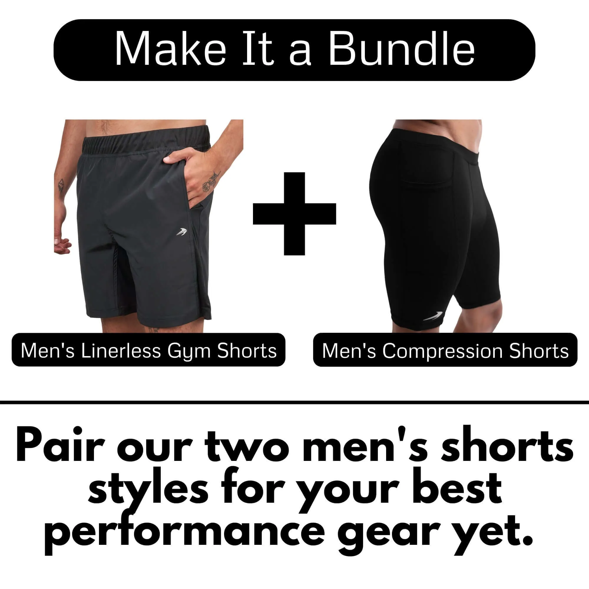 Men's 7" Linerless Gym Athletic Shorts - Black