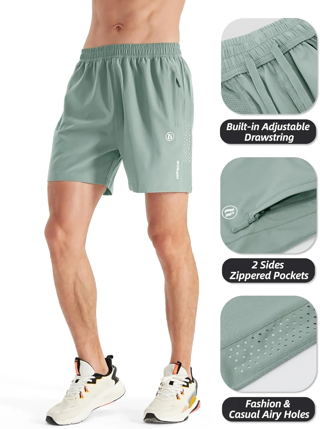 Mens Athletic Shorts -Running, Tennis Gym Workout Shorts for Men 5"/7"/9"- Comfort, Lightweight, 3 Zippered Pockets