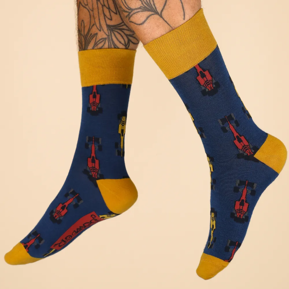Men's Bamboo Ankle Grand Prix Blue Perfect Gift by Powder Design AW24