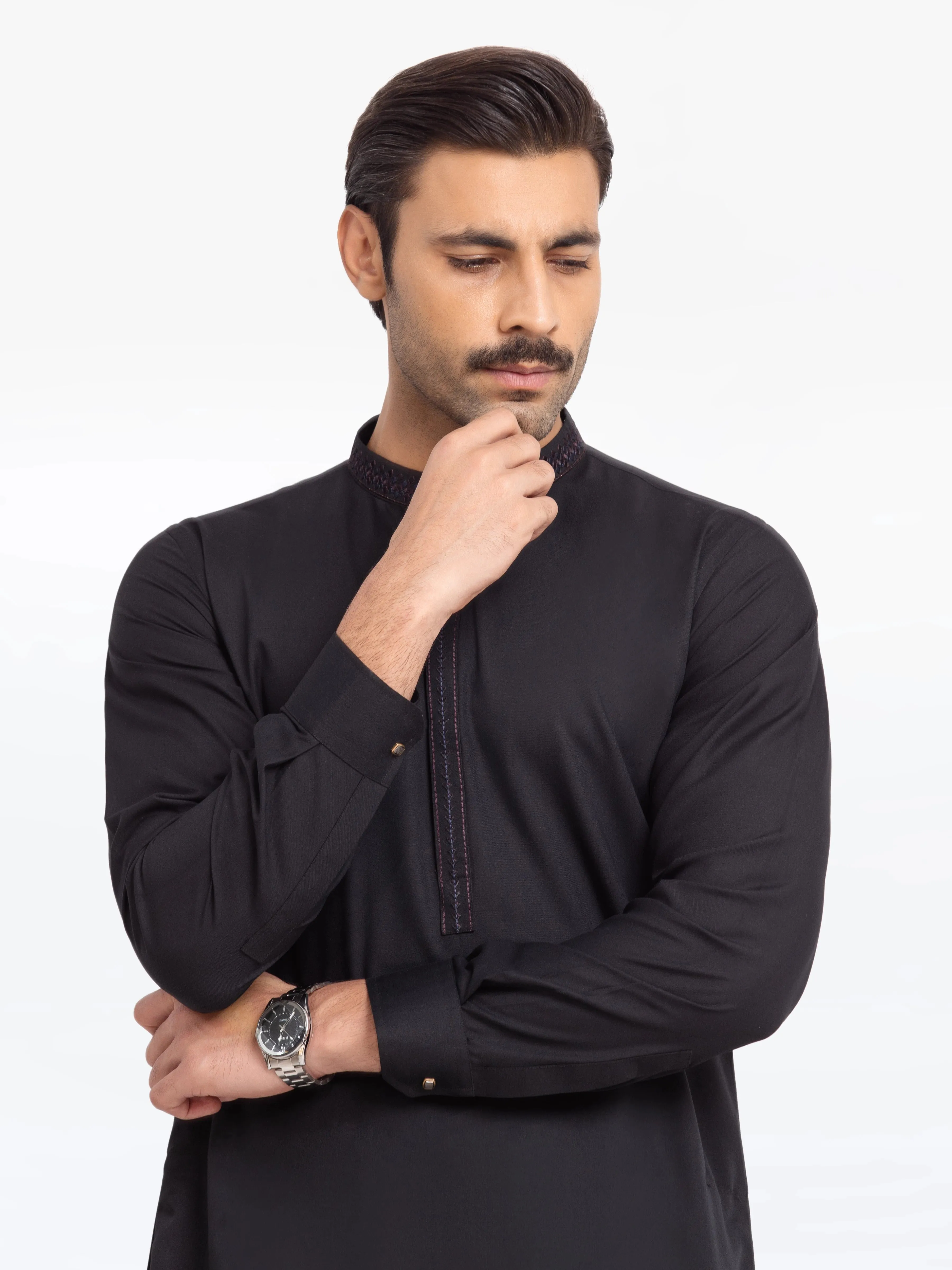 Men's Black Kurta Pajama - EMTKPT24-043