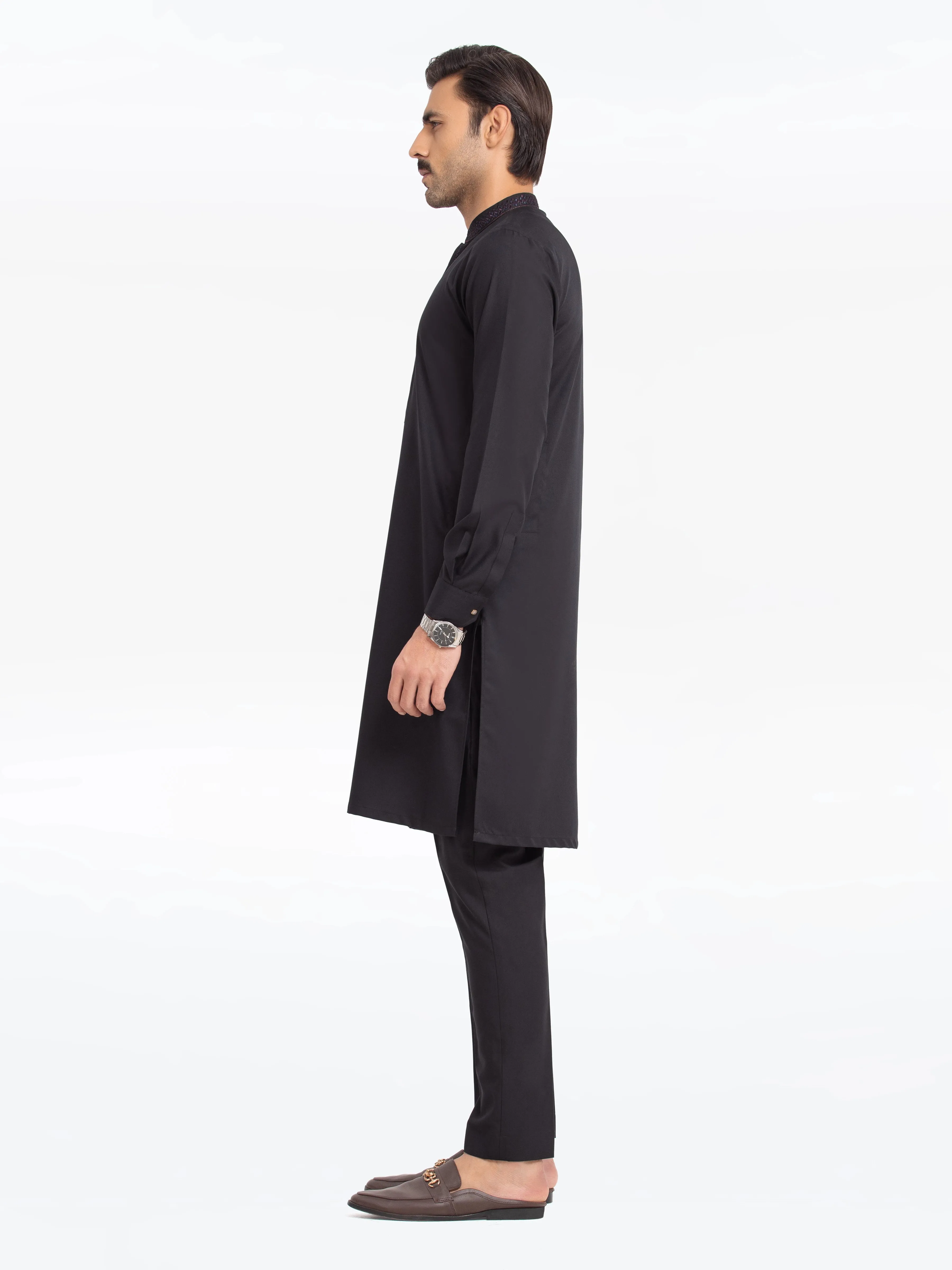 Men's Black Kurta Pajama - EMTKPT24-043