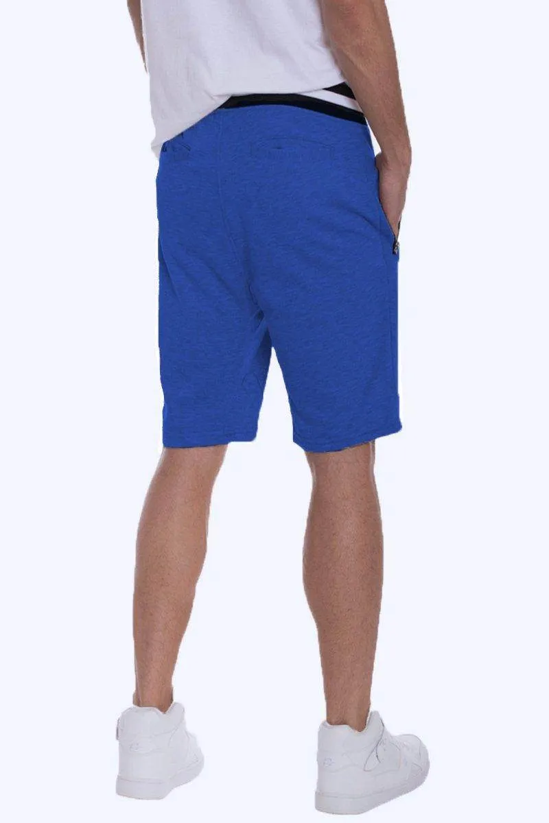 Mens Blue French Terry Strips Shorts