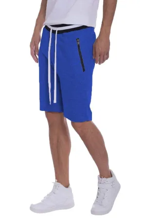 Mens Blue French Terry Strips Shorts