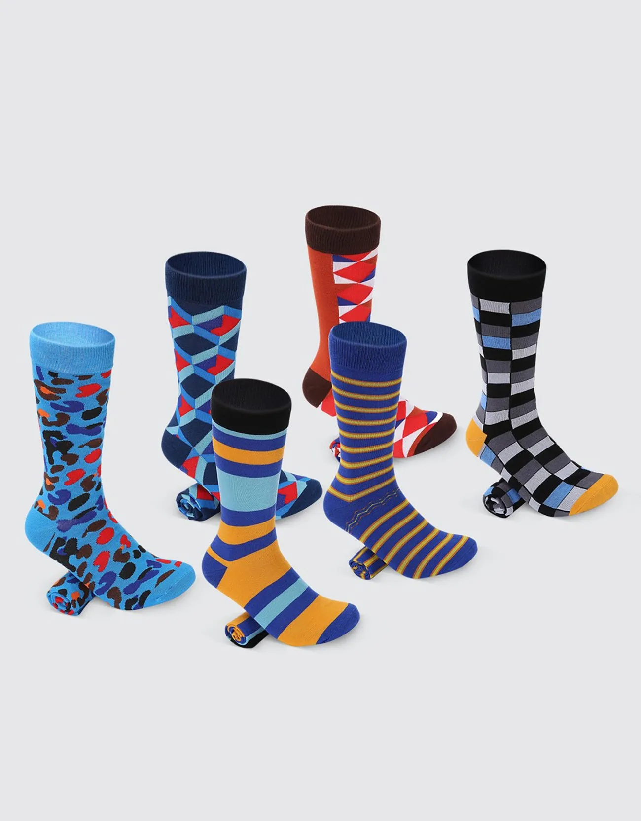 Men's Bold Designer Dress Socks 6 Pack
