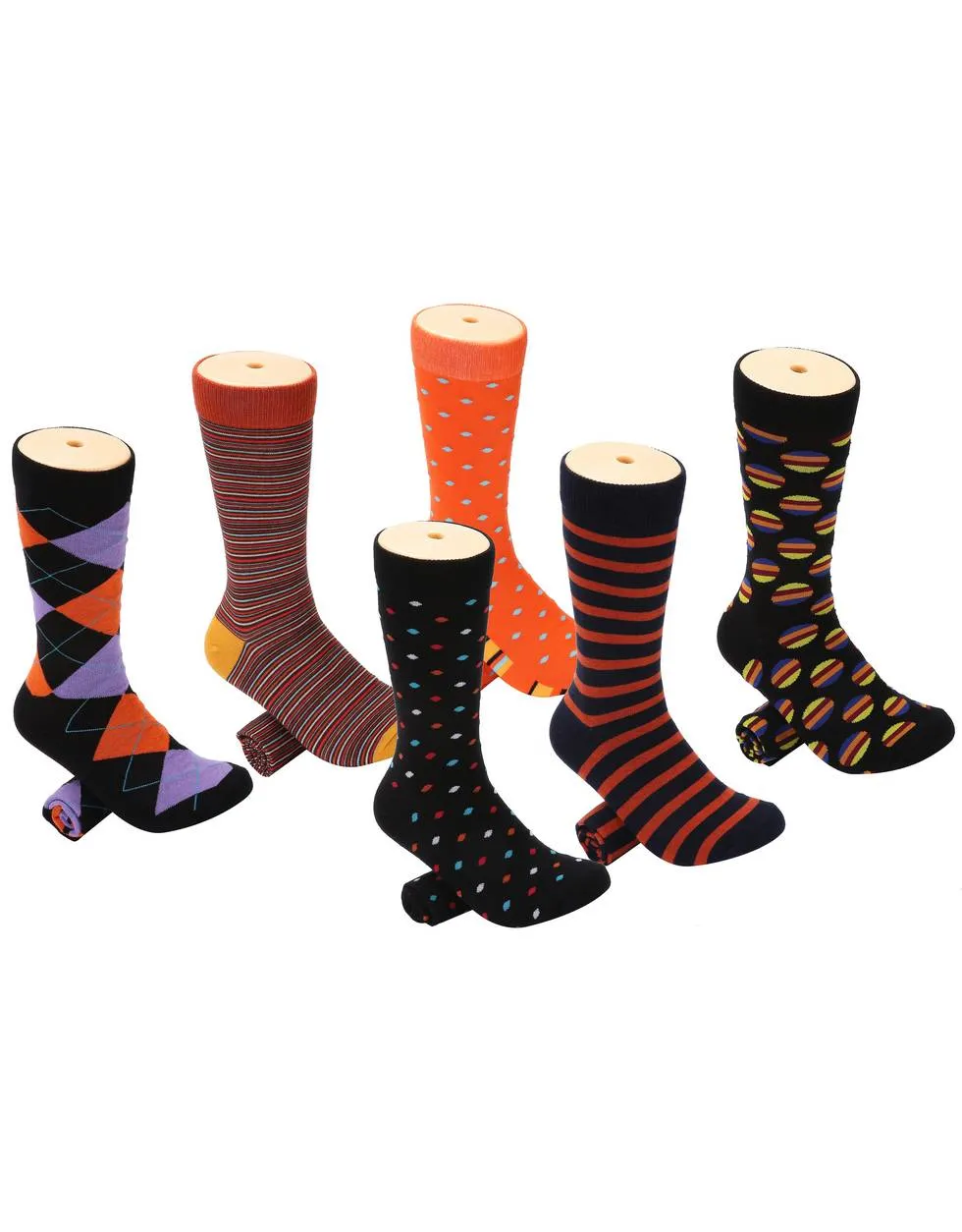 Men's Bold Designer Dress Socks 6 Pack