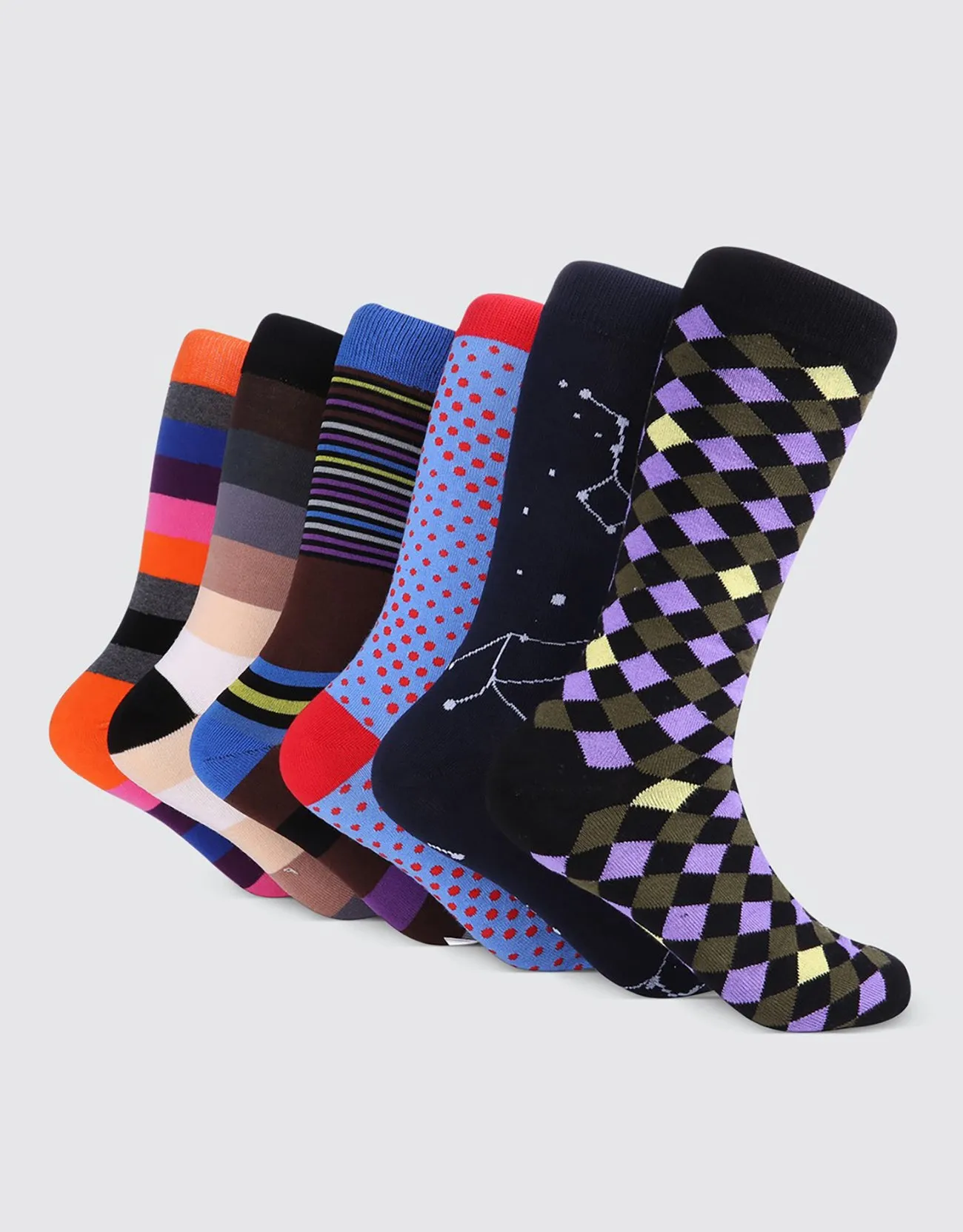 Men's Bold Designer Dress Socks 6 Pack