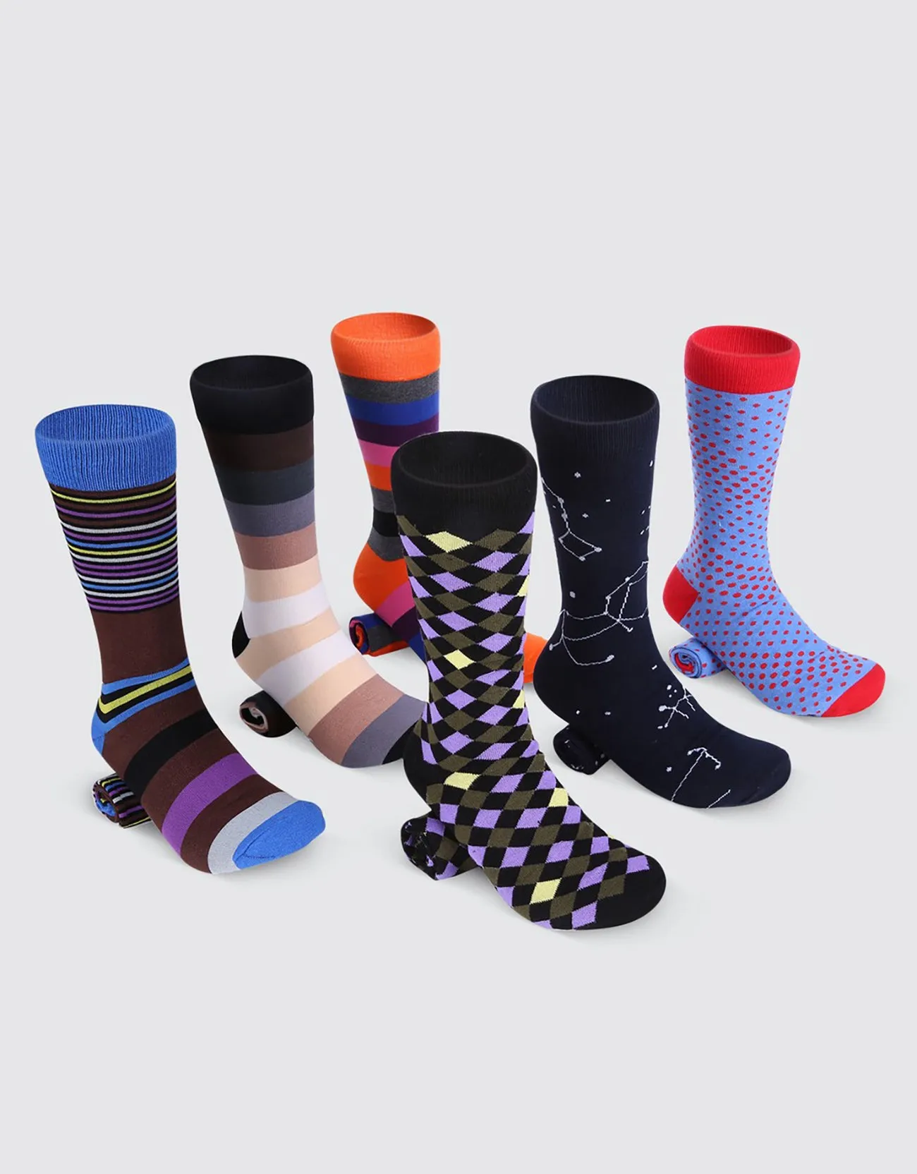 Men's Bold Designer Dress Socks 6 Pack