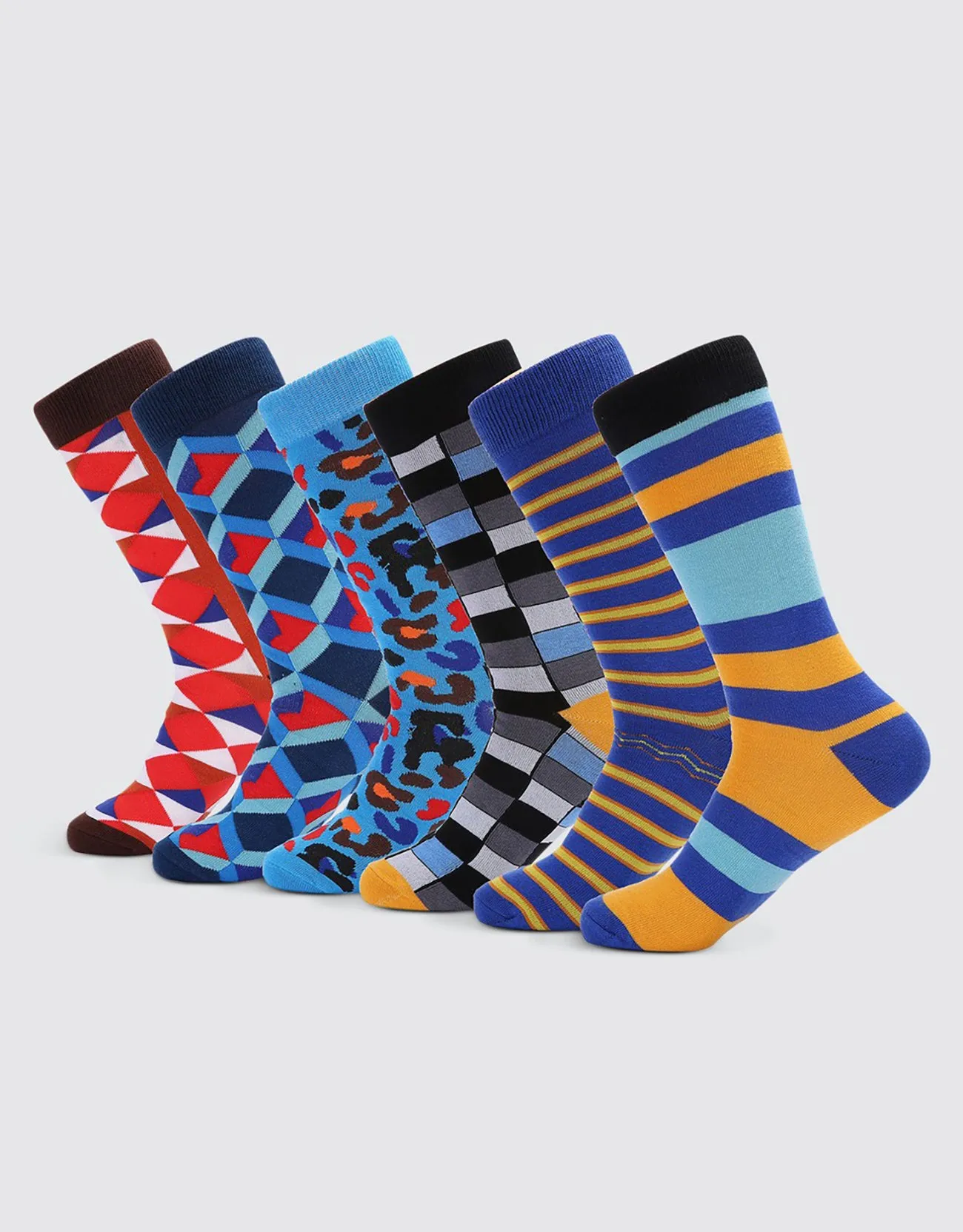 Men's Bold Designer Dress Socks 6 Pack