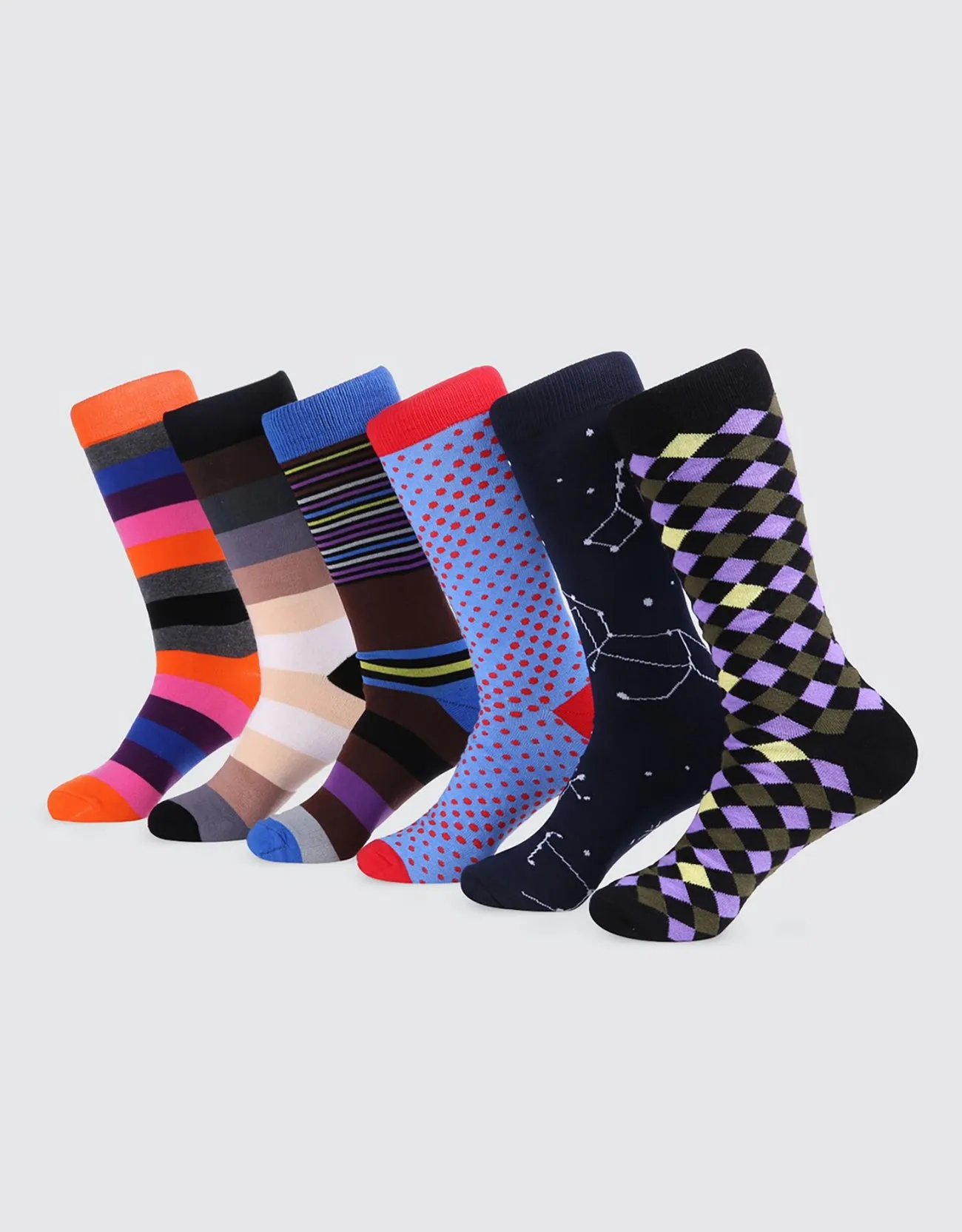 Men's Bold Designer Dress Socks 6 Pack