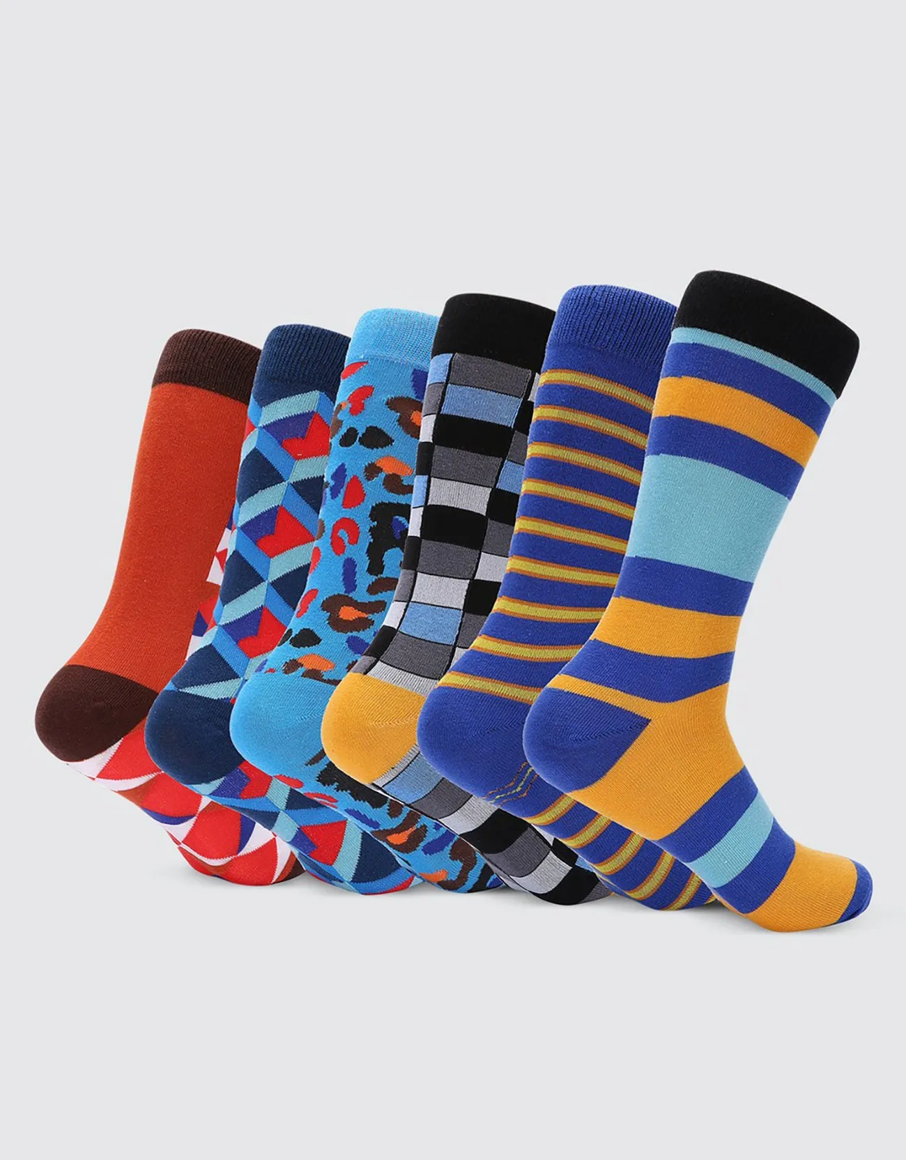 Men's Bold Designer Dress Socks 6 Pack