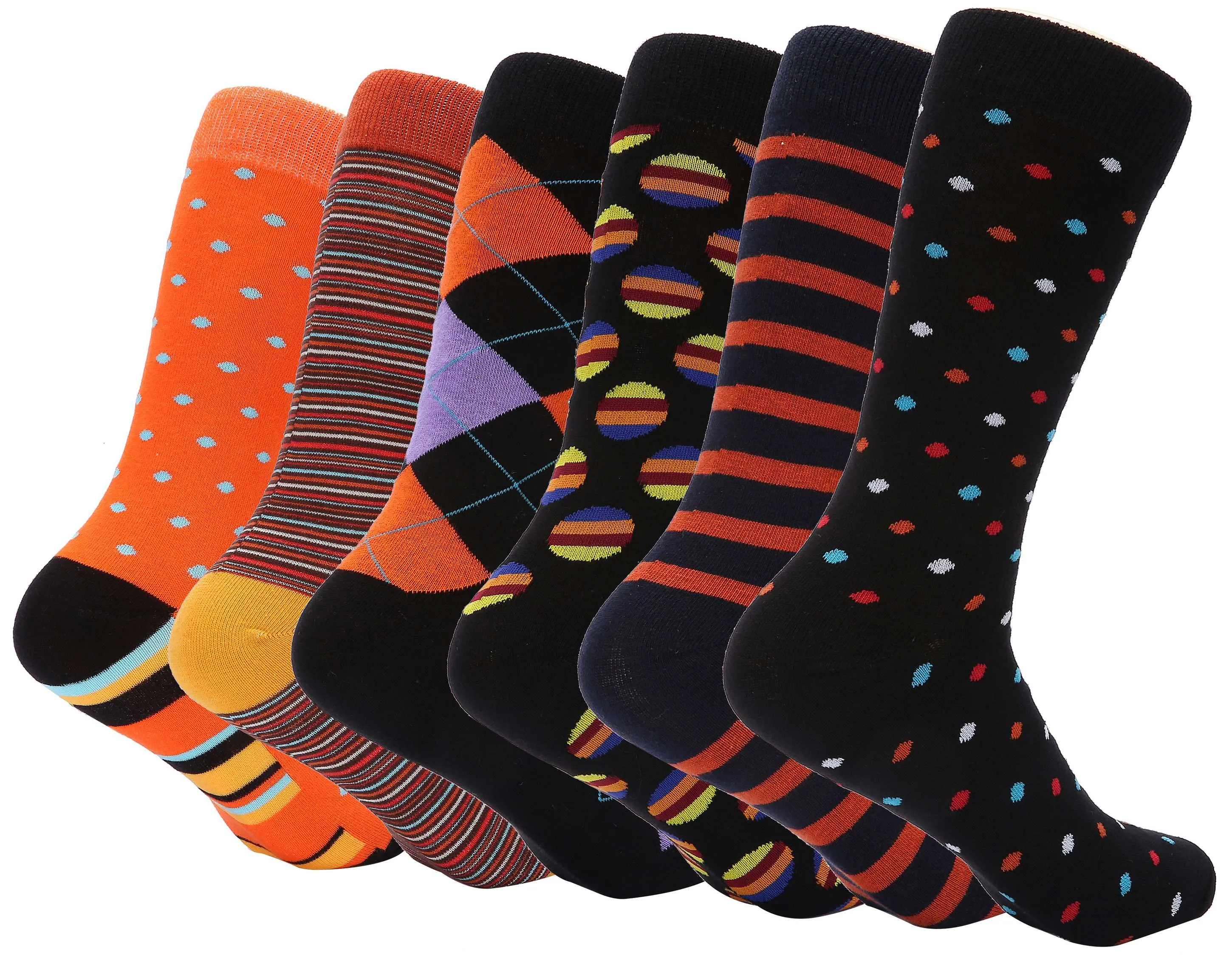 Men's Bold Designer Dress Socks 6 Pack