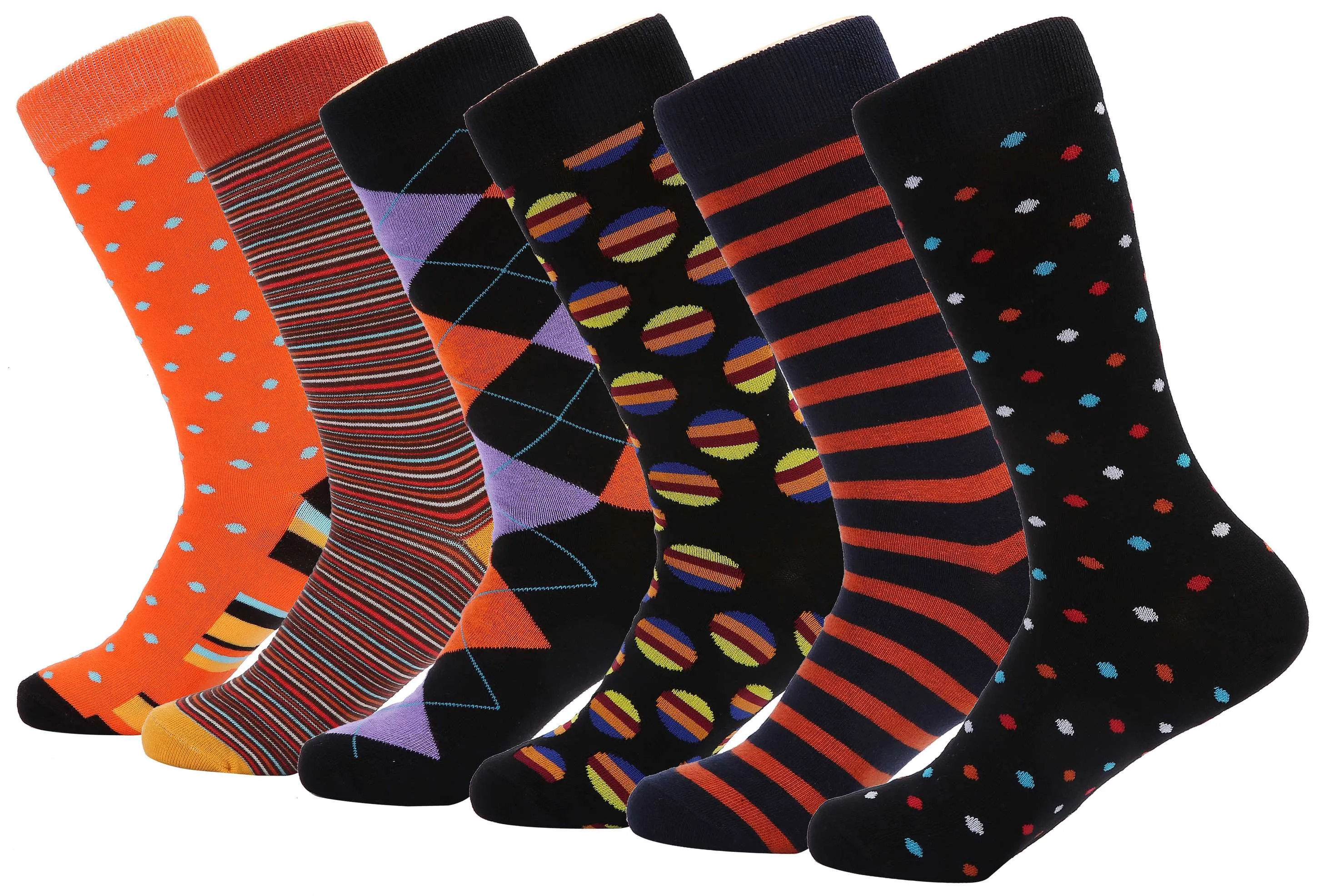 Men's Bold Designer Dress Socks 6 Pack