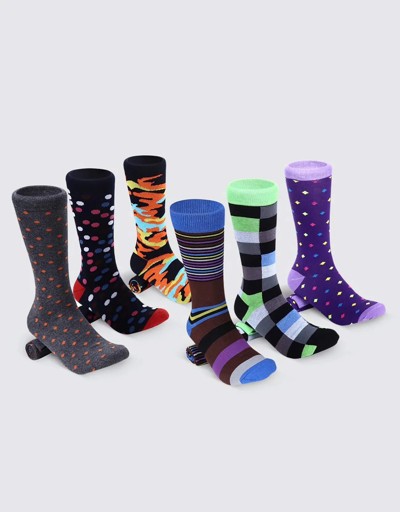 Men's Bold Designer Dress Socks 6 Pack
