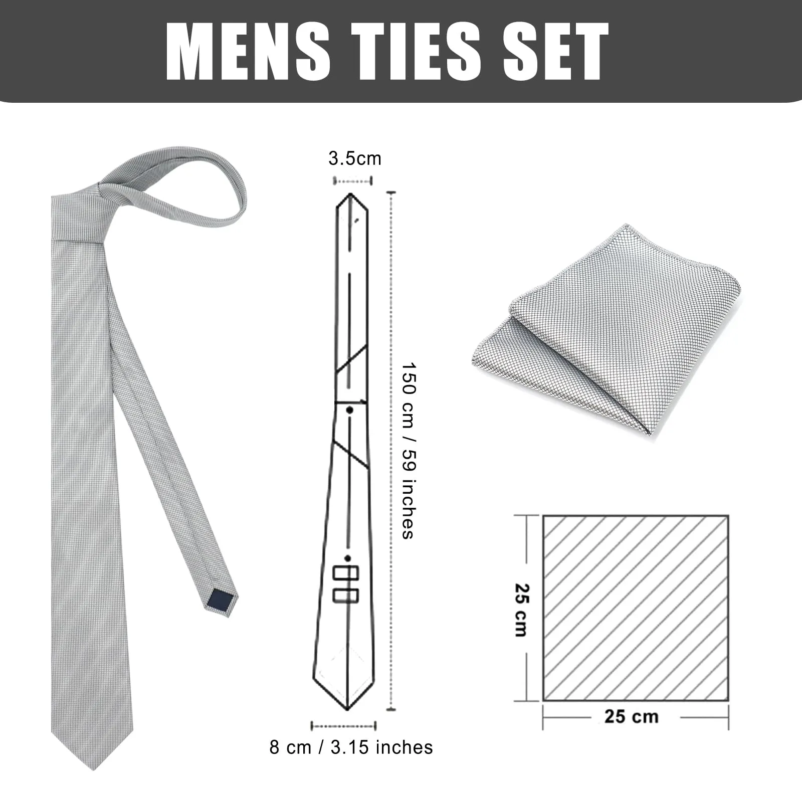 Men's Bow Tie Sets, Mens Ties Set/Bowties Set with Pocket Square and Cufflinks for Wedding Party Business