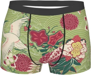 Men's Boxer Briefs Breathable Underwear Pouch Comfort, Oriental Crane