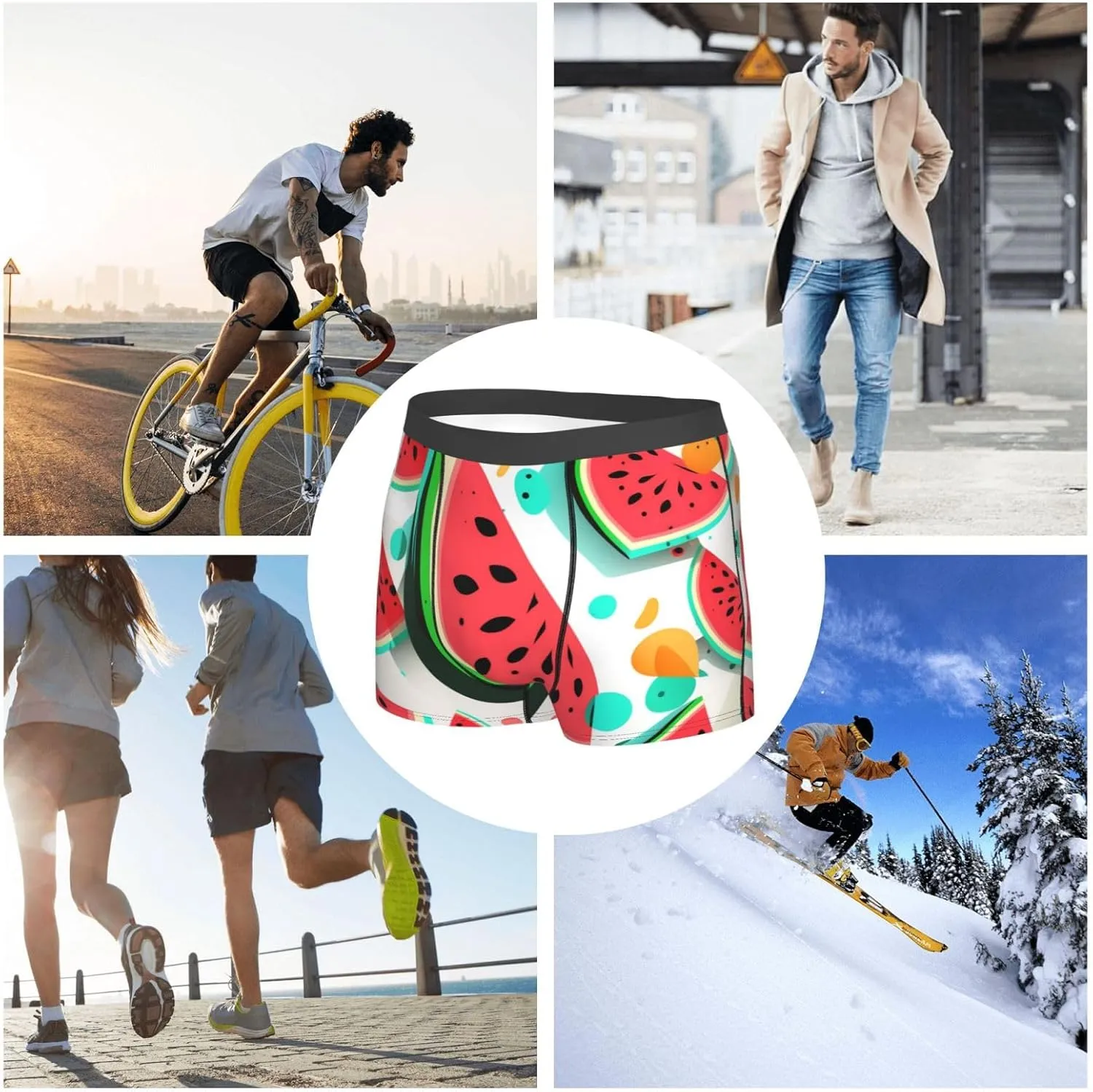 Men's Boxer Briefs Comfortable Breathable Underwear - Watermelon Cool Cartoon