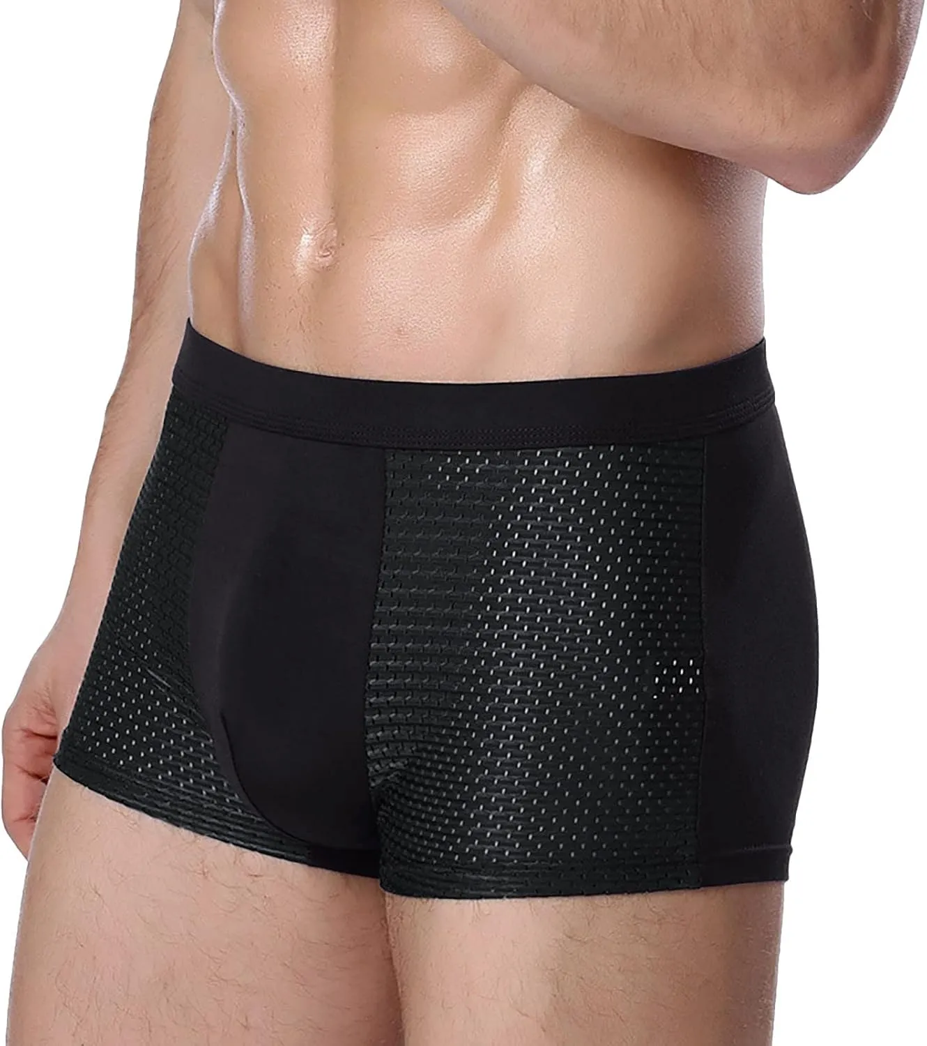 Mens Boxer Briefs Cotton High Waisted Breathable Sexy Trunks Stretch Pouch Soft Comfort Boxer Briefs with Elastic Waistband