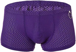 Men's Breathable Boxer Briefs with O Ring Mesh Quick Dry Underwear Sports Bulge Pouch Trunks for Men