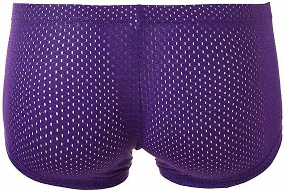 Men's Breathable Boxer Briefs with O Ring Mesh Quick Dry Underwear Sports Bulge Pouch Trunks for Men
