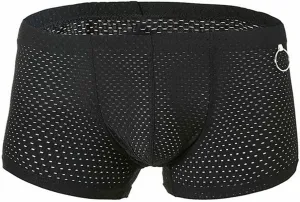 Men's Breathable Boxer Briefs with O Ring Mesh Quick Dry Underwear Sports Bulge Pouch Trunks for Men