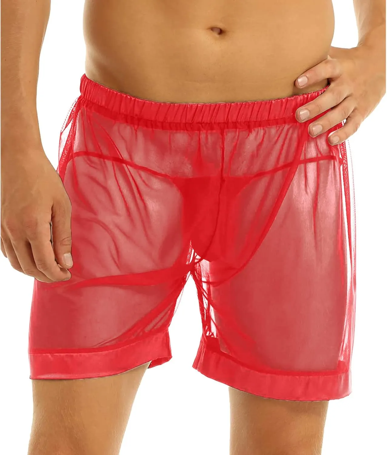 Mens Breathable Boxer Shorts Lip See Sexy Through Underpants Underwear Men's Print Transparent Men's underwear
