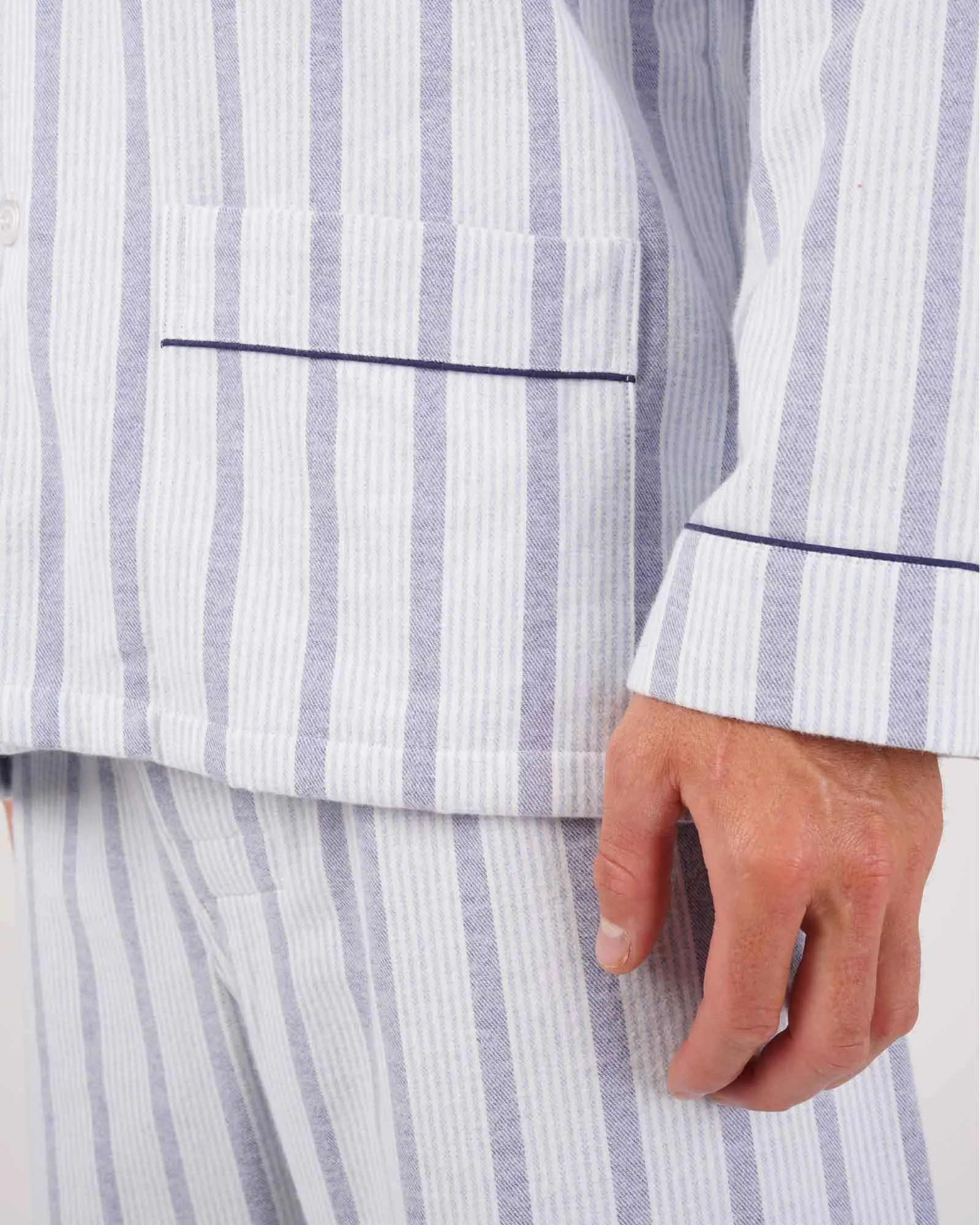 Men's Brushed Cotton Pyjamas - Ripple Stripe